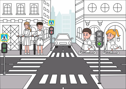 Обучающая раскраска о правилах дорожного движения для дошкольников и младших школьников
